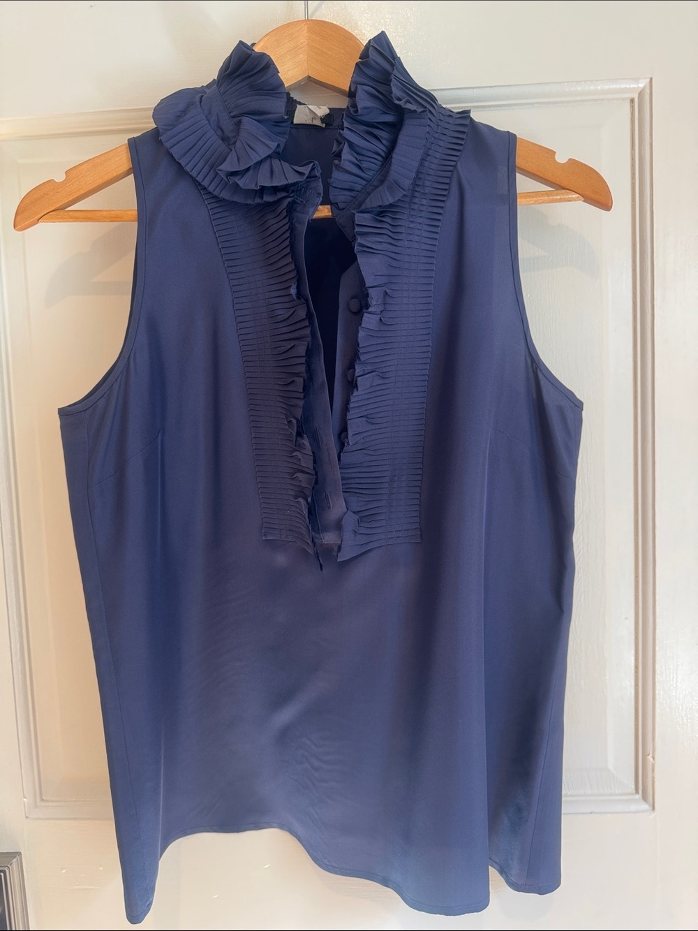 JCrew blue silk margot pleated blouse size 2.
